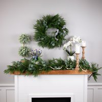 Guirlande de Noël en PVC et PE verte décorée de feuilles, guirlande artificielle durable de qualité supérieure, décoration festive pour l'intérieur et l'extérieur