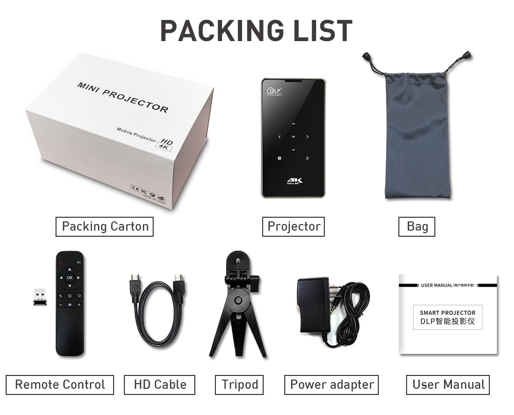 [YIDAHAI P09]65 ANSI LUMENS LED+DLP  Wifi Android mirror smartphone Mini Pocket Portable home theater mobile 3D beamerProjector