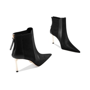 Fabricante personalizado de lujo señoras Sexy tacones altos puntiagudos <span class=keywords><strong>botines</strong></span> con cremallera en la espalda Skinny <span class=keywords><strong>Botines</strong></span> de cuero para las mujeres - Product Image 3