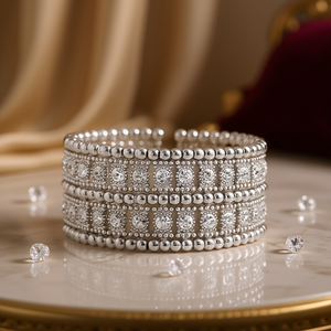 Eleganti bracciali rigidi in cristallo placcati oro per donna, gioielli da festa con incastonatura a castone BQ7739 - Product Image 2