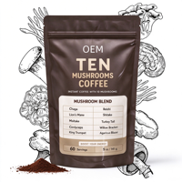 Café aux Dix Champignons en Gros OEM Marque Privée 60 Doses 5 oz 141g Complément Herbal