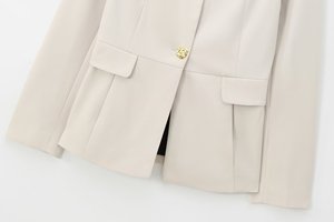 Traje de 2 piezas para mujer, nuevo vestido de oficina a la moda, traje con botones exquisitos, chaqueta <span class=keywords><strong>Retro</strong></span> de manga larga + traje de Pantalón recto de cintura media - Product Image 4