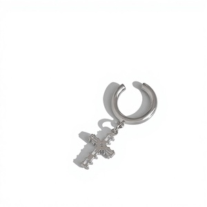 Pendientes de Clip Cruzados <span class=keywords><strong>sin</strong></span> Perforaciones, Modernos, con Circonita, Kevlar y Baño de Rodio, Ligeros, de Lujo, Unisex - Product Image 3