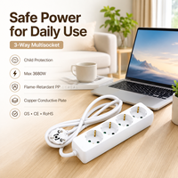 Multiprise EU 4 voies avec obturateur de sécurité enfant 16A 250V 3680W IP20 H05VV-F 3G1.5mm² PP ignifuge Cuivre GS CE RoHS
