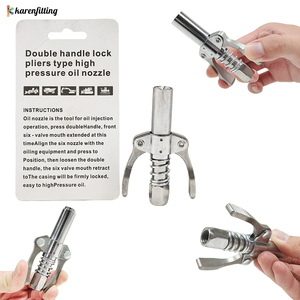 Pistolet à graisse en acier avec embout coupleur, double poignée, haute pression, déverrouillage rapide, haute performance, durable, argent/noir - Product Image 3