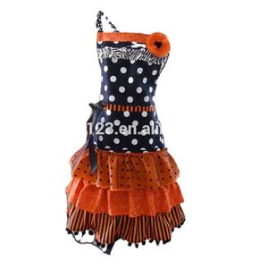 <span class=keywords><strong>Tablier</strong></span> de cuisine pour <span class=keywords><strong>femme</strong></span> Sweety, 3 couches, imprimé à pois et à volants, rayures verticales orange, fleurs, en coton - Product Image 1