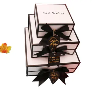 Neue Welt Abdeckung offenes Fenster rosa Weihnachten Geschenk box Schmuck Parfüm Verpackungs box mit Hand Geschenk box benutzer definierte Großhandel