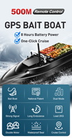 Perahu Umpan Ikan 2 Silo 500M Remote Cruise GPS 4-8 Jam Baterai HASIDA Alat Pengumpan Ikan Mas Satu Sentuhan