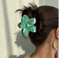 Pince à cheveux élégante personnalisable DOWELL en acétate, motif floral, style européen et américain, haut de gamme, effet requin, 7 cm, pour Halloween