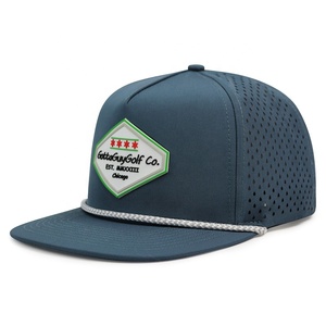 Custom <strong>Mens</strong> 5 Panel Laser Cut Hole Perforated Gorras <strong>Waterproof</strong> Sport Snapback Cap Rubber Logo Quick Dry Performance <strong>Hat</strong> - Product Image 3