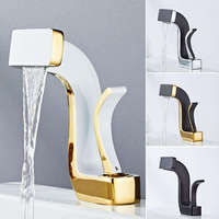 Robinet de lavabo monocommande moderne de haute qualité, finition chromée blanche, en laiton, avec mitigeur eau chaude/froide et cartouche céramique