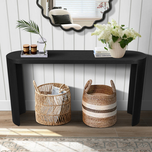 Thick Top Entryway Table 60'' Curved Legs Storage Console For Entryway <b>Sofa</b> Support - Product Image 3