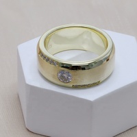 PST Iced Out 925 Sterling Silver Men Ring VVS1 DE Color 0.5CT Round Brilliant Cut Moissanite Finger Rings