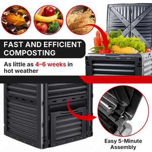 One99 Factory Direct 300L Poubelle à <span class=keywords><strong>compost</strong></span> de jardin en plastique grande capacité <span class=keywords><strong>pour</strong></span> le recyclage des déchets organiques en vrac - Product Image 3
