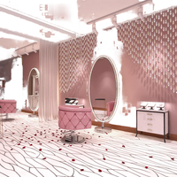 Fauteuil de coiffure intelligent rose tendance pour salon, avec décorations en diamant et base hydraulique, idéal pour barbier et spa