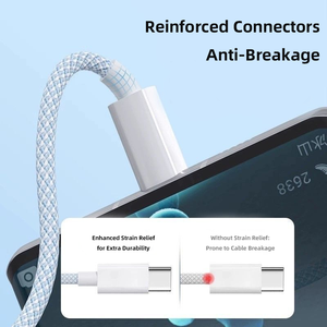 Cable de Carga Rápida Tipo-C PD de 240W, Conductor de Cobre Estañado, Trenzado de Nailon y PVC, Conector Giratorio de 180 Grados para iPhone - Product Image 5