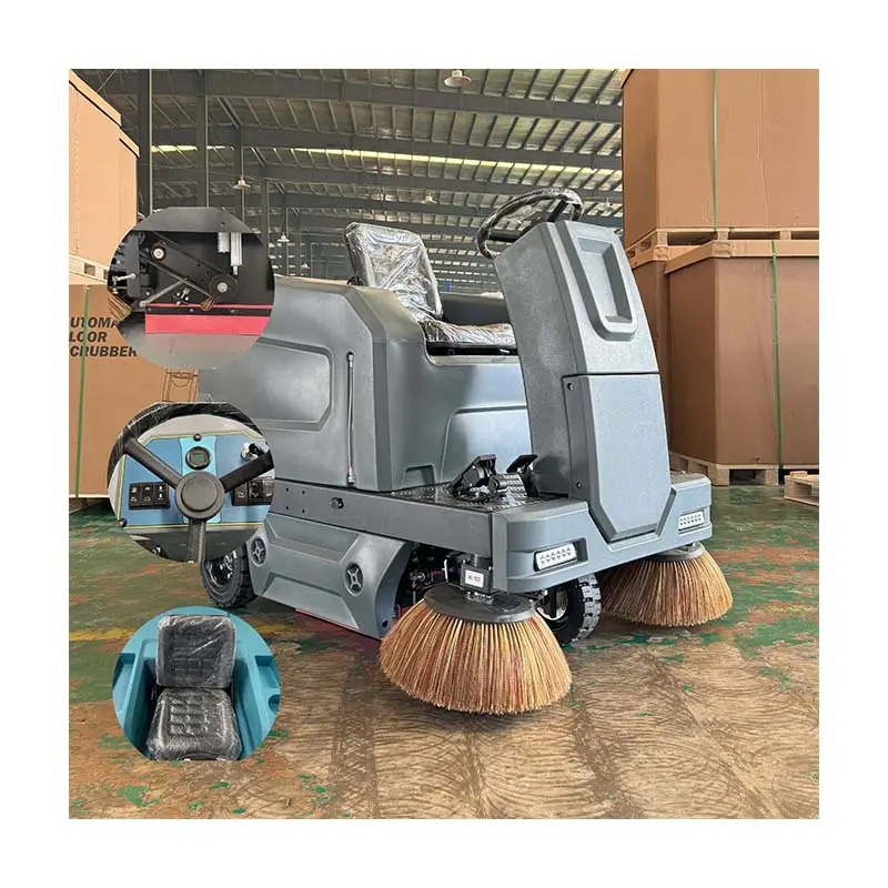 Automatic JS140 double side brushes industrial battery road ride on floor sweeper with CE