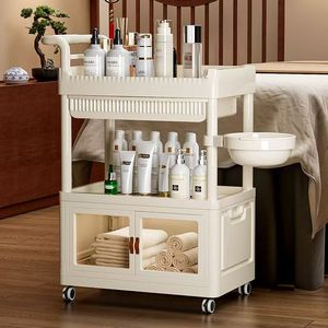 Carrito de Almacenamiento de Lujo para Salón de Belleza, Material Plástico, Diseño Moderno, 4 Ruedas, Fácil de Mover, Estable, para Uso en Salones de Belleza - Product Image 3