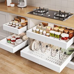 Mensole Estraibili per Cucina con Divisori, Organizzatore per Coperchi di <span class=keywords><strong>Pentole</strong></span>, Organizzatore Estraibile Senza Foratura per Armadietti - Product Image 1