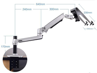Support de bureau en alliage d'aluminium XSJ8012CT à double usage pour moniteur de 17 à 27 pouces, support pour ordinateur portable de 17 pouces, bras à ressort mécanique pour ordinateur portable