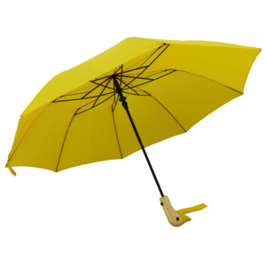 Parapluie de voyage semi-automatique pliable en deux, design canard jaune mignon, 21 pouces, classique, imperméable, avec poignée en bois et matériau en polyester - Product Image 3