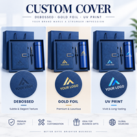 A5 Hochwertiges Notizbuch-Geschenkset mit Personalisiertem Cover & Innenseiten, Kugelschreiber, Thermosflasche & USB-Stick als Geschäftsgeschenke