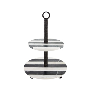แท่นวางเค้กหินอ่อนสีขาวและสีดำธรรมชาติ2ชั้นสำหรับงานเลี้ยงน้ำชายามบ่ายตกแต่งเค้กผลไม้สำหรับงานเลี้ยง - Product Image 1