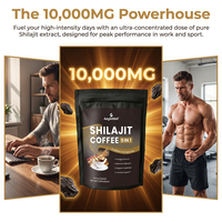 Poudre de café Shilajit 9-en-1 OEM ODM, mélange de café aux herbes multi-adaptogènes, boisson énergisante et stimulante pour la concentration et le soutien cognitif
