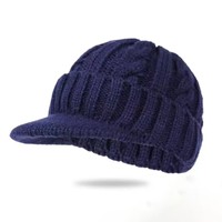 Topi Rajut Pria Pelindung Telinga Warna Solid Topi Penutup Telinga Pinggiran Pendek Hangat Musim Gugur Musim Dingin Topi Bisbol Ski Bersepeda Luar Ruangan