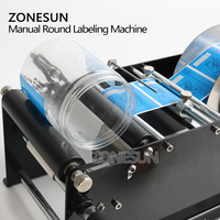Machine d'étiquetage manuelle simple et facile ZONESUN ZS-50 pour contenants en plastique, bocaux, huiles essentielles, bouteilles rondes