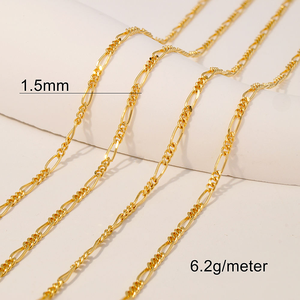 Nouvelle mode, collier en <span class=keywords><strong>or</strong></span> 18 carats, chaîne figaro de 1,5 mm, chaîne en <span class=keywords><strong>or</strong></span> laminé, chaînes en <span class=keywords><strong>or</strong></span> 18 carats pour la fabrication de bracelets et de colliers - Product Image 1