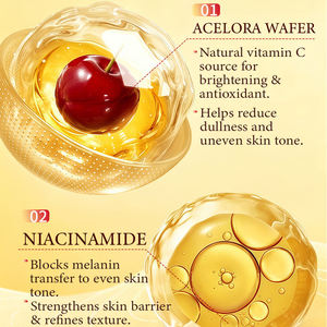 เซรั่มวิตามินซี Acerola สูตรเฉพาะเพื่อผิวกระจ่างใส ไนอะซินาไมด์ ลดเลือนจุดด่างดำ ปรับสีผิวให้สม่ำเสมอ รับผลิตแบบ OEM/ODM ขายส่ง - Product Image 6