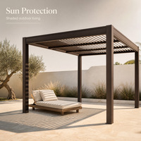 Pergola bioclimatique en aluminium avec toit à lames orientables, télécommande, système de jardinage étanche, ombrage pour terrasse arrière-cour