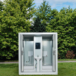 Toilettes préfabriquées doubles de haute qualité avec lavabo intégré, remorque mobile en panneaux sandwich pour événements extérieurs et camping - Product Image 2