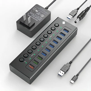<span class=keywords><strong>RSHTECH</strong></span> DC39-H10 Hub USB en aluminium 10 Gbps avec adaptateur d'alimentation 12V/3A, 10 ports USB 3.1 alimentés USB-C pour PC portable – En stock - Product Image 1