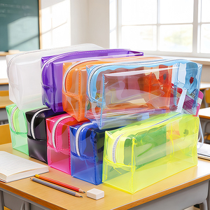 Bolsa de Almacenamiento de Plástico Transparente con Cierre, Personalizada con Diseño de Animales, Impermeable, para Material Escolar, Estuche para Lápices, Estuche para Lápices de Plástico Bonito para Niños - Product Image 1