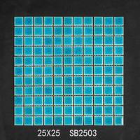 Mosaïque céramique 25*25mm fissure de glace Carrelage bleu de piscine pour hôtel Mosaïque en porcelaine pour piscine