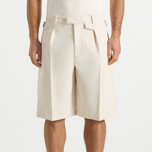 Pantaloncini <span class=keywords><strong>Bermuda</strong></span> da <span class=keywords><strong>Uomo</strong></span> Personalizzati con Pieghe, Gamba Larga, Lunghezza Media, con Regolazione Posteriore per Pendolarismo Urbano e Uscite nel Weekend - Product Image 1