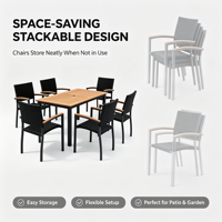 Ensemble de table et chaises de patio en aluminium, chaises empilables, meubles d'extérieur pour jardin, pelouse, balcon, salle à manger