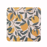 Lot de 4 sous-verres carrés en MDF pour fruits et citrons, pour restaurants et clients grossistes