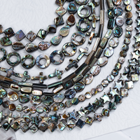 Perles en gros de coquillages naturels d'ormeau, en forme de rond, donut, pentagramme, croix, feuille, ovale, rectangle, tube, pour la fabrication de bijoux DIY