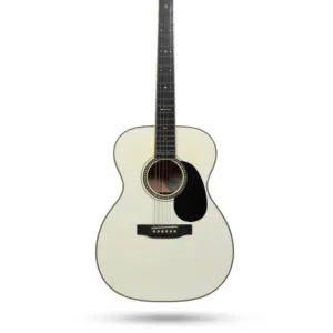 OM full solid wood acoustic guitar, white color