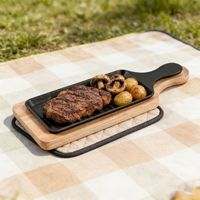 Poêle à frire rectangulaire en fonte à poignée unique, motif uni, pour steak, barbecue, usage commercial