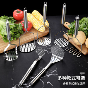 Écrase-pommes en acier inoxydable, presse-ail manuelle, ensemble d'ustensiles de cuisine multifonctionnels pour la préparation de la nourriture pour bébé - Product Image 1