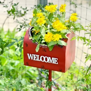 Galvanized Iron Mailbox Planter Stand Rustic Welcome <strong>Letterbox</strong> Flower Pot Powder Coated Finish for Indoor/Outdoor Garden Yard - Product Image 6