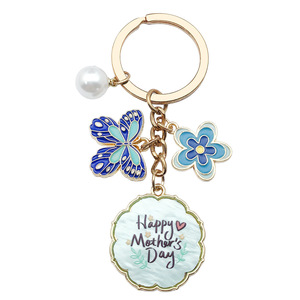 Porte-clés personnalisé pour la fête des mères, fabrication directe d'usine, porte-clés en métal émaillé avec pendentif pour cadeaux - Product Image 1