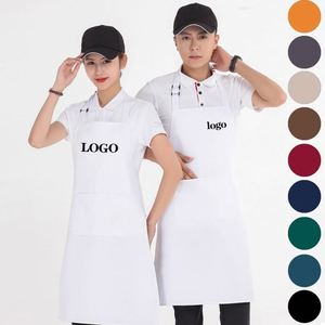 Custom Logo Cotton Sleeved Apron for Men and Women Black White Pink Restaurant BBQ Cook Chef <b>Kitchen</b> Apparel with Pocket - Product Image 1