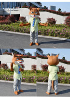 Costume de mascotte pour personnes, personnage de dessin animé Zootopia, lapin Juddy et renard Nick, en marche