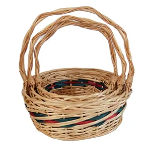 Handicraft woven colorful willow basket