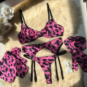 Hot Selling Women's Sexy Lingerie Leopard Print Five Piece Set New Leopard Print Tie Dye Lingerie Women's Clothing - Product Image 6